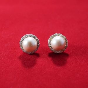 Pearl and Rhinestone Stud Earrings